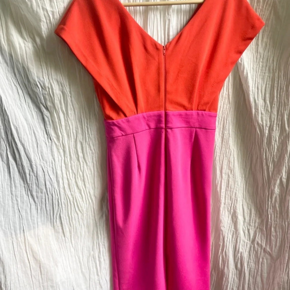 Jealous Tomato Pink & Red Colorblock Surplice Neckline Mini Dress, S - Picture 8 of 14